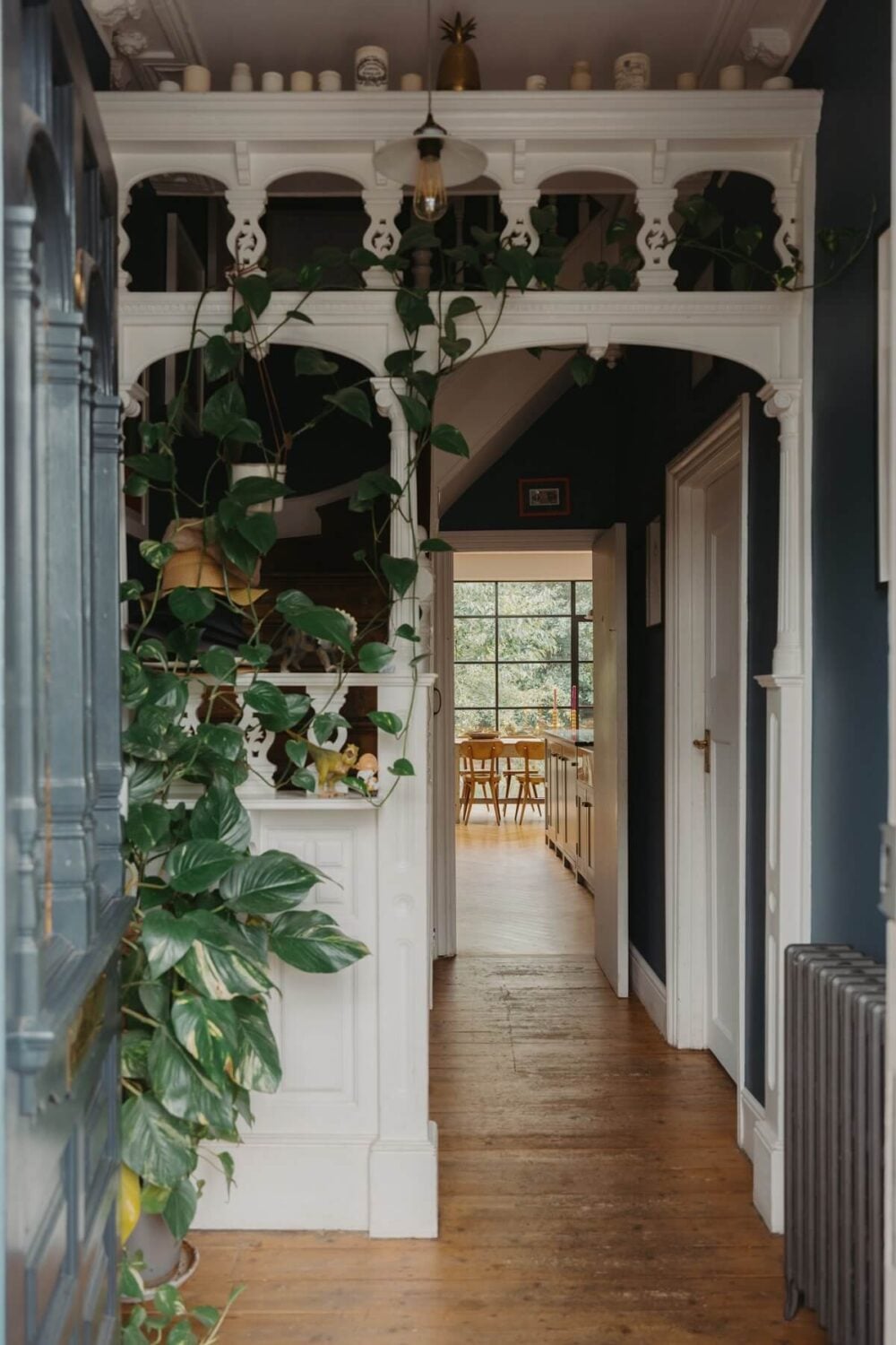 Original Details and a Modern Extension in a London House 4 ornate period hallway wooden floor