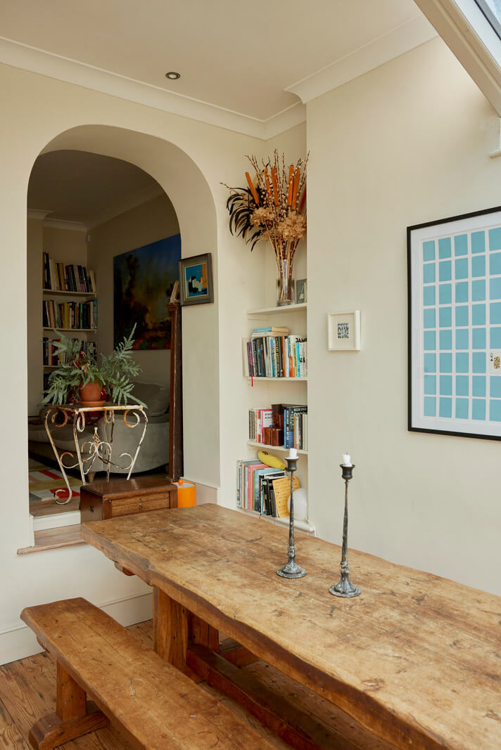 Muted Tones and an Orangery in a Victorian Coastal House 4 rustic wooden dining table