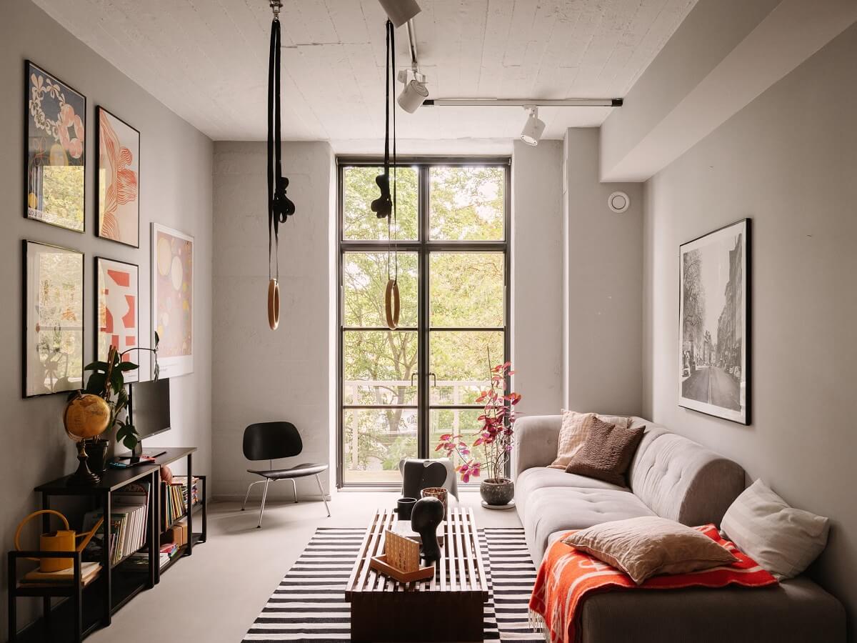 A Modern Industrial Basement Apartment in Sweden 1 scandi living room