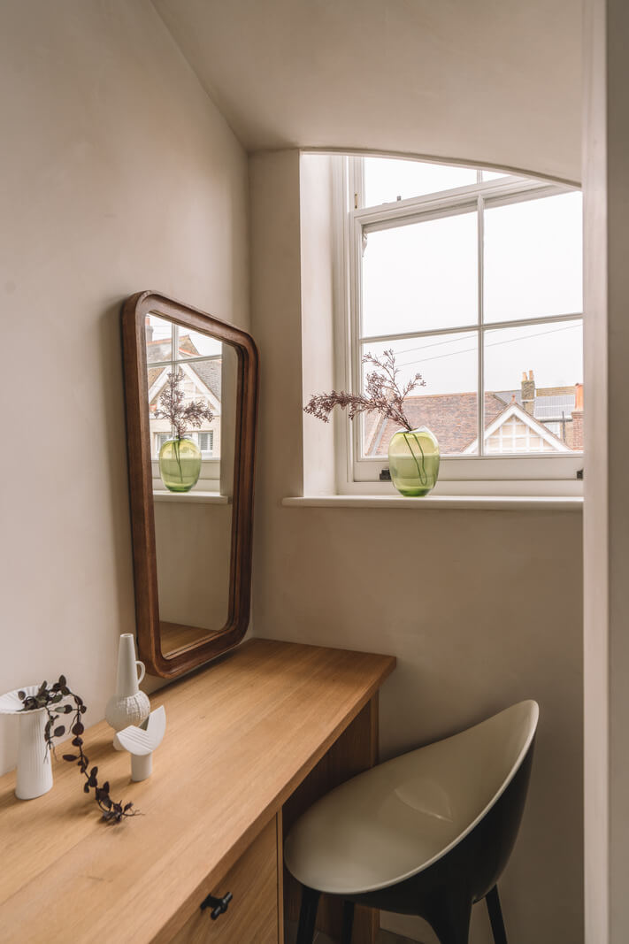 Contemporary Interiors with Limewash Walls in an Old School Building 16 tiny desk or vanity