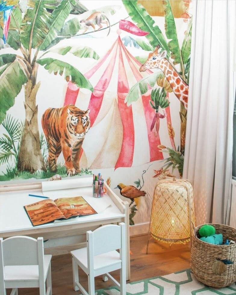 A Beautiful Monumental Villa with Green Color Accents 25 tropical wallpaper childrens room A Beautiful Monumental Villa with Green Color Accents