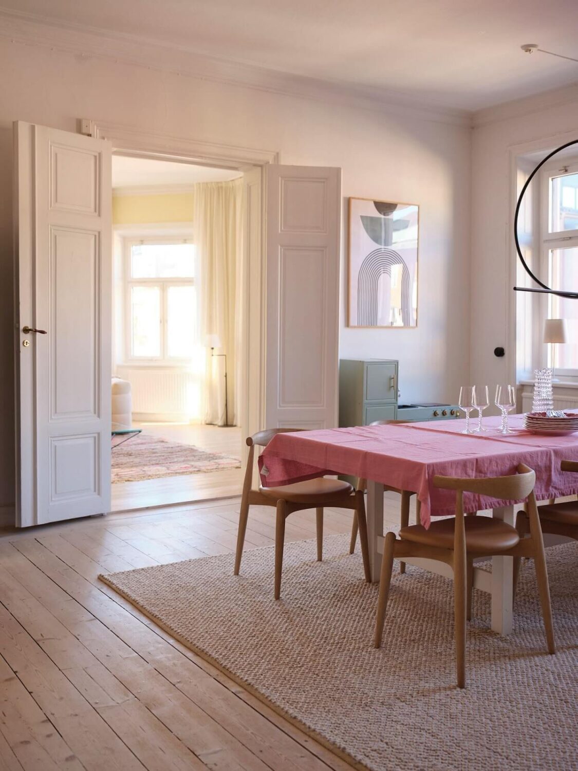 A Light Pastel Yellow and Pink Apartment in Stockholm 11 wooden doors scandi kitchen