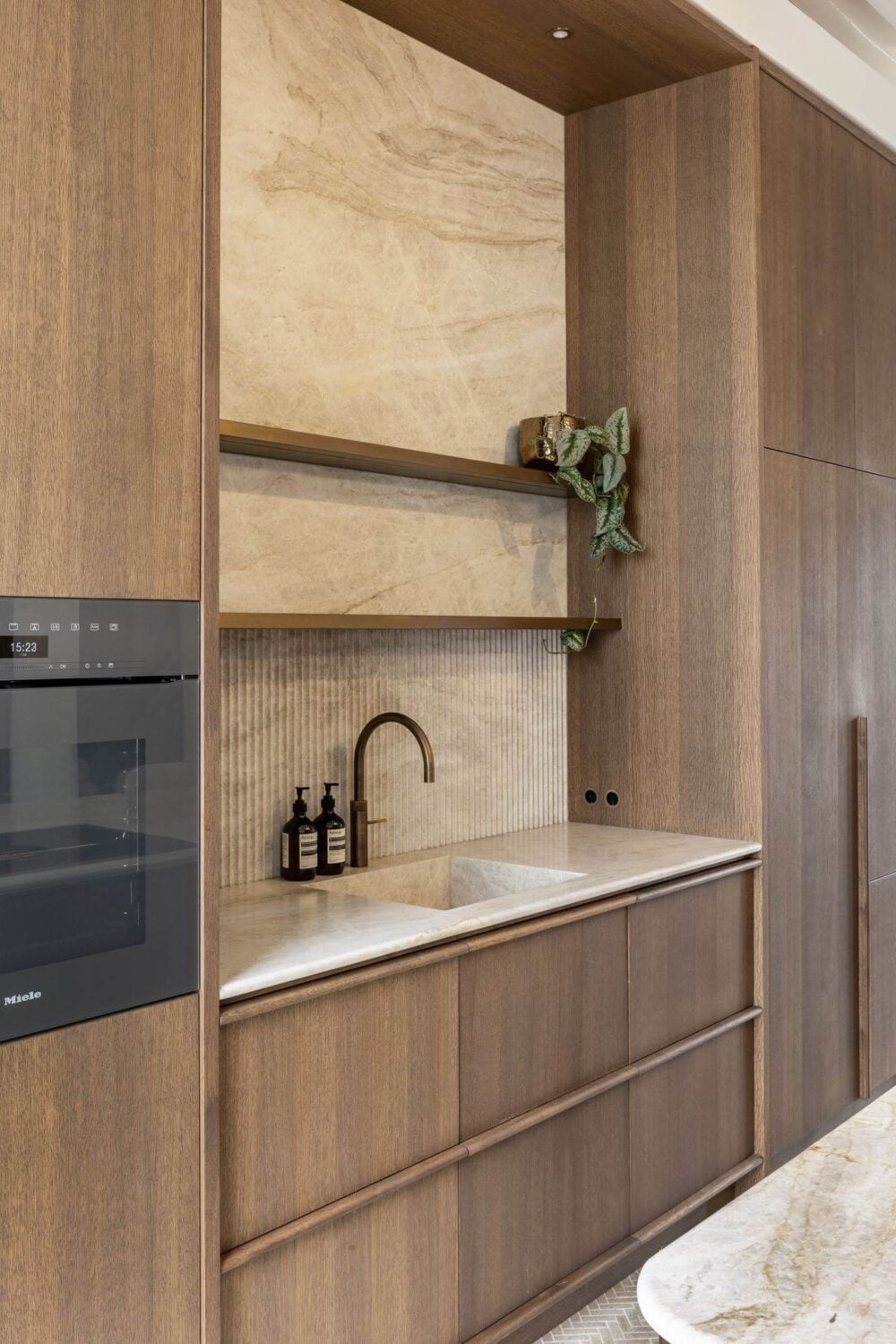 Hotel-Style Interiors in an Amsterdam Canal House 8 wooden kitchen
