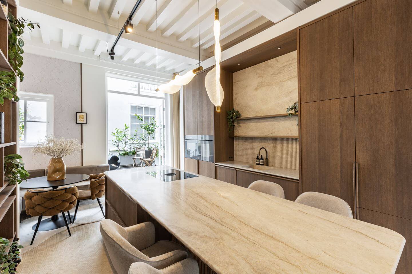 Hotel-Style Interiors in an Amsterdam Canal House 7 wooden kitchen brazilian worktop