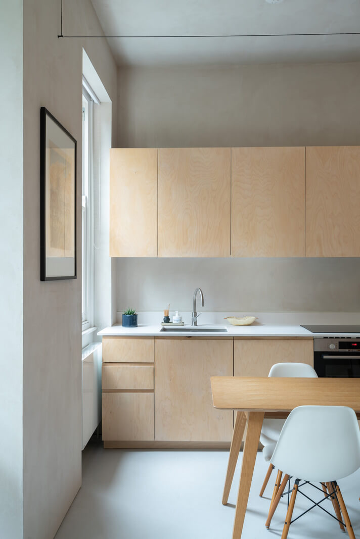 An Award-Winning Shoji-Inspired Loft Apartment in London 4 wooden kitchen with dining table