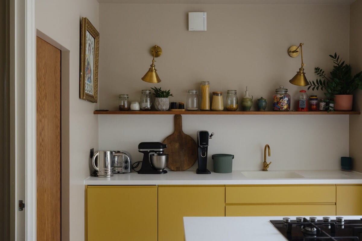 Nature-Inspired Colors in an Extended East London Home 5 yellow kitchen cabinets