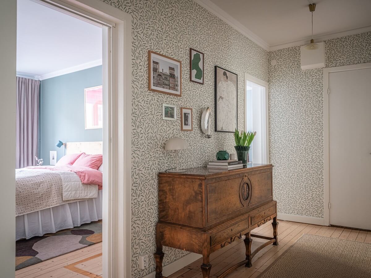 A 1930s Apartment with Gray Rooms and Period Features 17 antique cabinet hallway A 1930s Apartment with Gray Rooms and Period Features