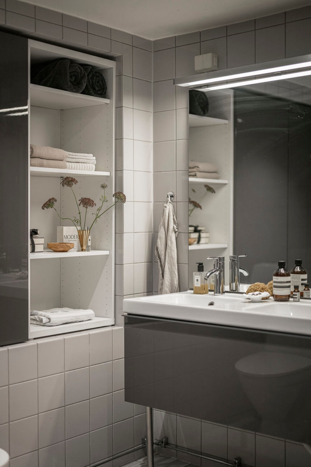 A Scandinavian Loft in an Old Industrial Building 21 bathroom with built in storage