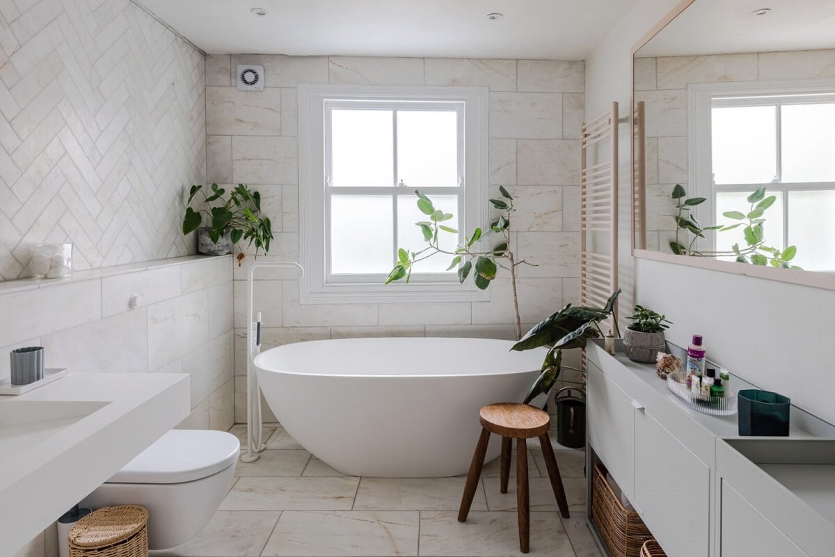 A Bright Extended and Renovated Victorian House in London 13 bathroom with freestanding bath