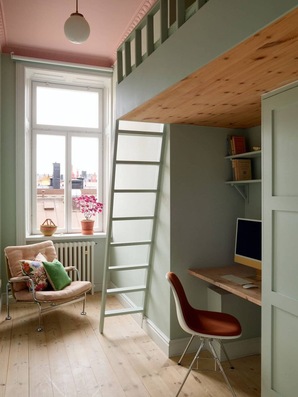 Best of 2024: Children's Bedrooms 20 bedroom with loft bed desk and pink painted ceiling