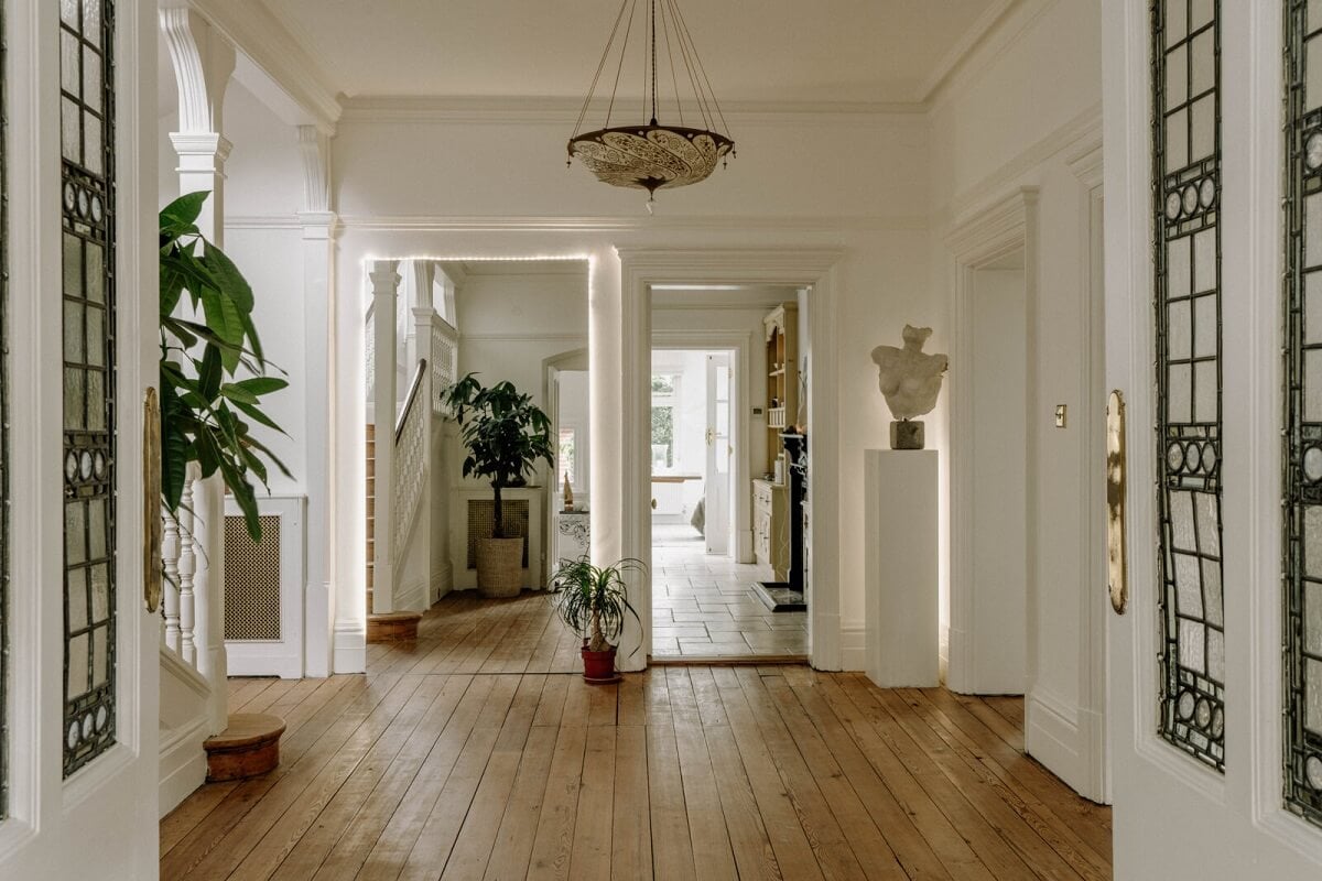 A Grand Arts and Crafts House in London 10 big hallway wooden floor period features