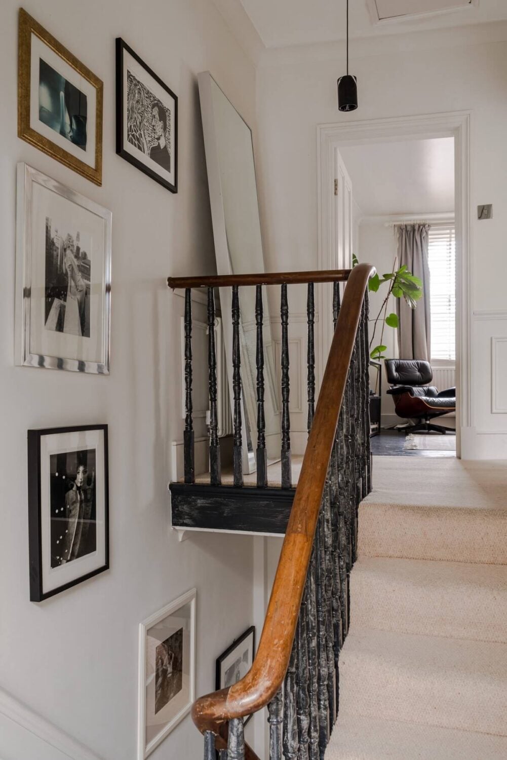 A Bright Extended and Renovated Victorian House in London 18 black staircase