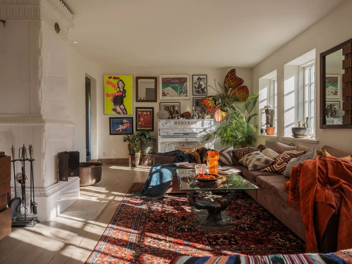colorful boho living room