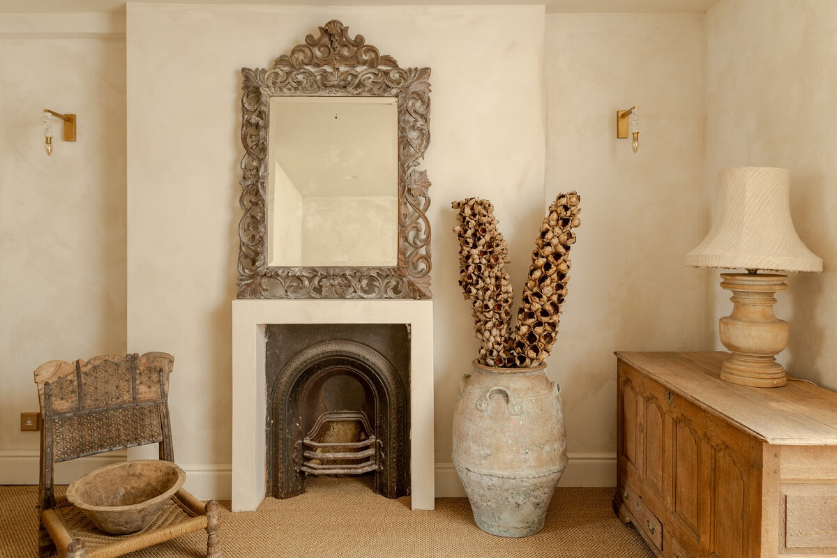 Serene Spaces with Limewash Walls in an English Victorian Home 19 fireplace