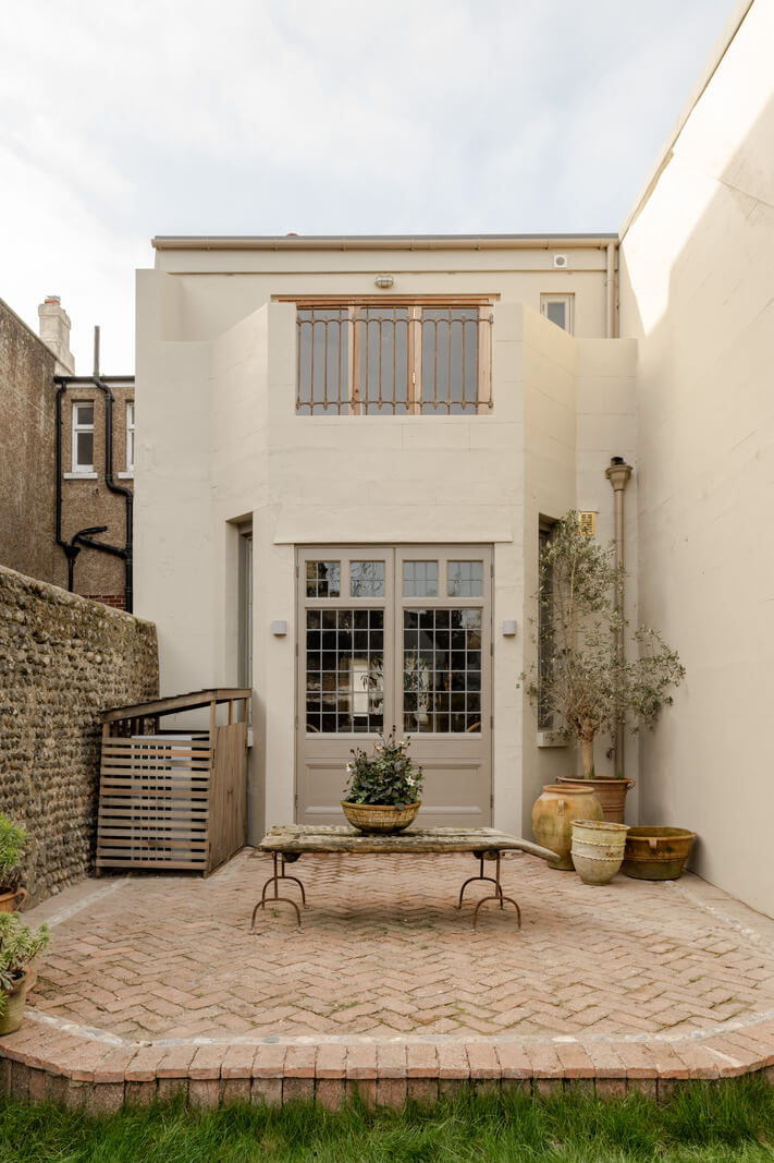 Limewash Walls and Restored Period Features in a Calm English Home 21 garden terrace Limewash Walls and Restored Period Features in a Calm English Home
