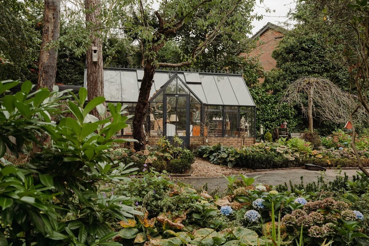 A Grand Arts and Crafts House in London 22 garden with greenhouse