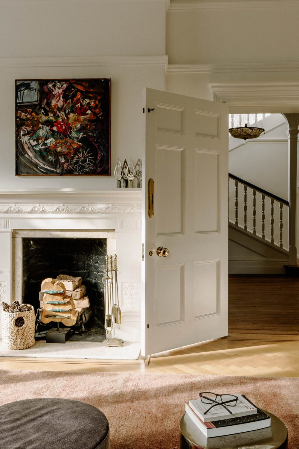 A Grand Arts and Crafts House in London 4 living room fireplace