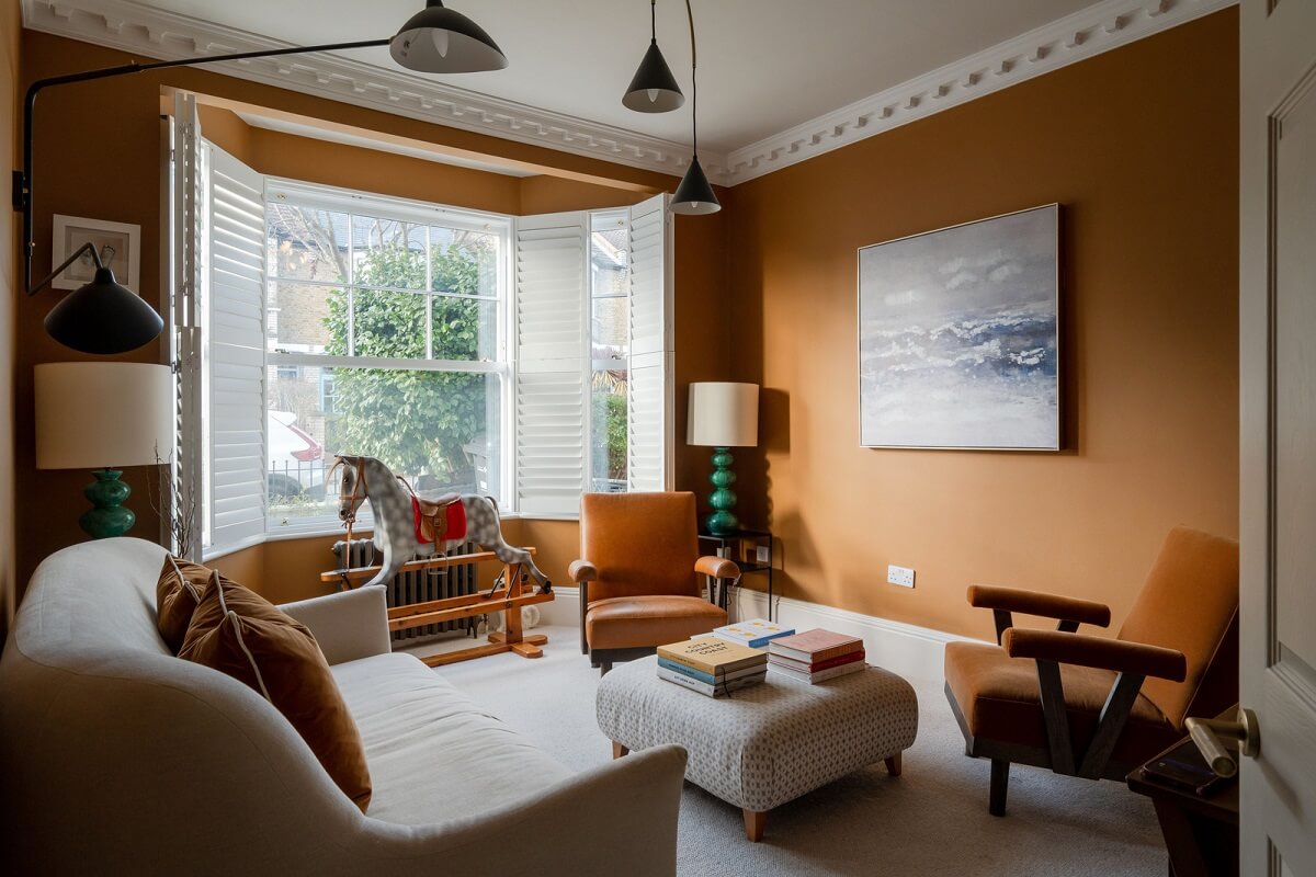 living room paint and paper library rufus warm orange walls