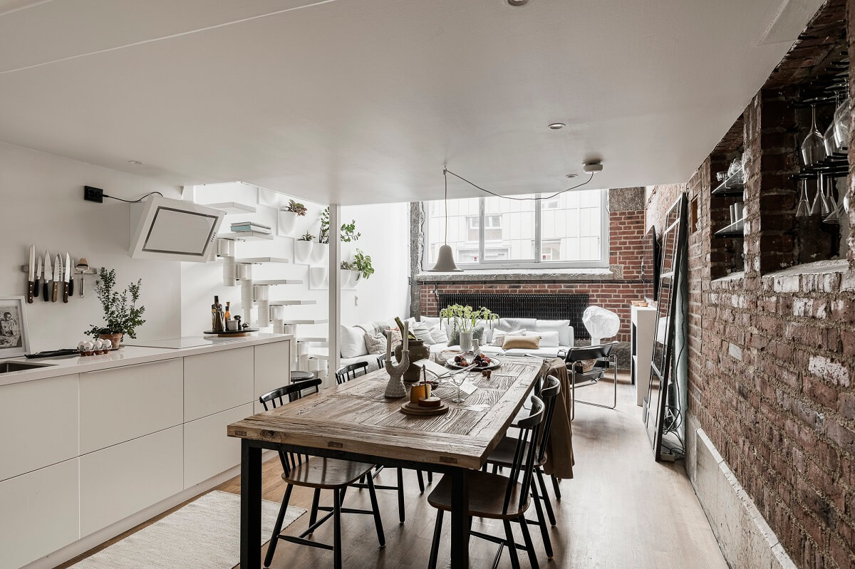A Scandinavian Loft in an Old Industrial Building 11 minimalistic white kitchen scandi loft
