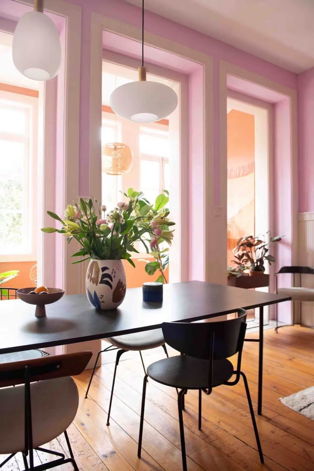 A Colorful Airbnb Apartment in Portugal 3 modern black dining table