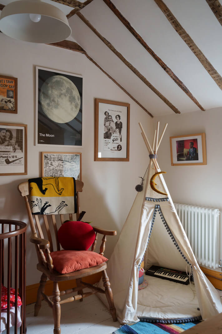 Colorful Furniture in a Historic English Cottage 14 nursery with play area