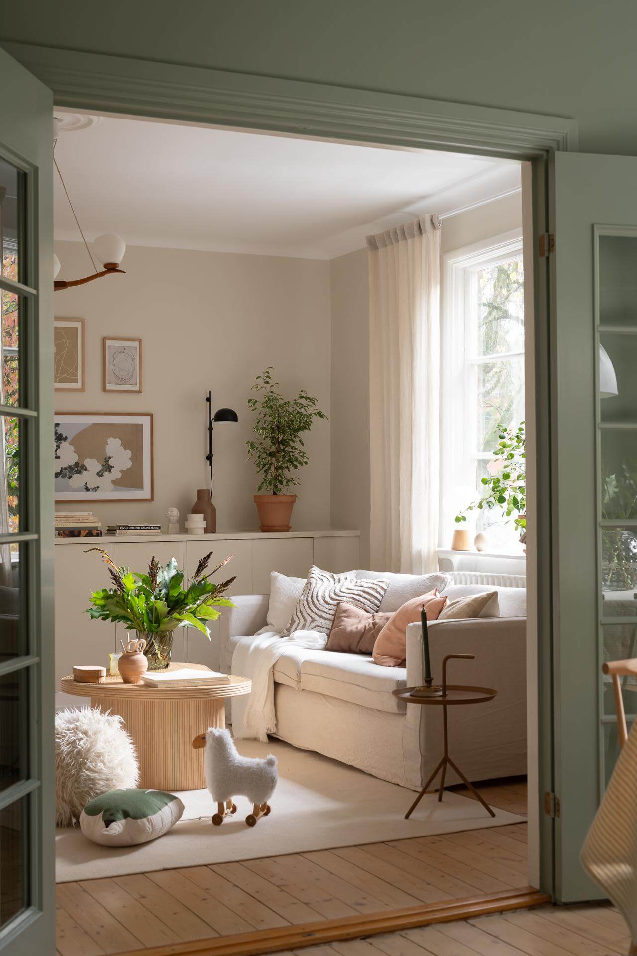 peek into beige living room