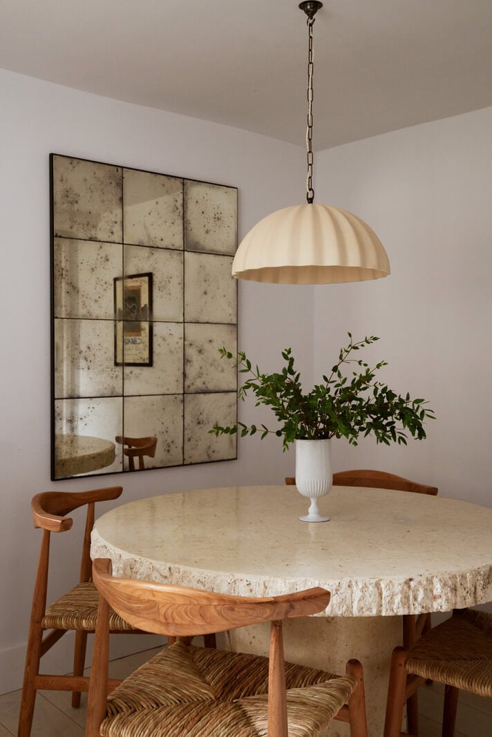 Contemporary Light Interiors in a 19th-Century English Cottage 10 round dining table pendant