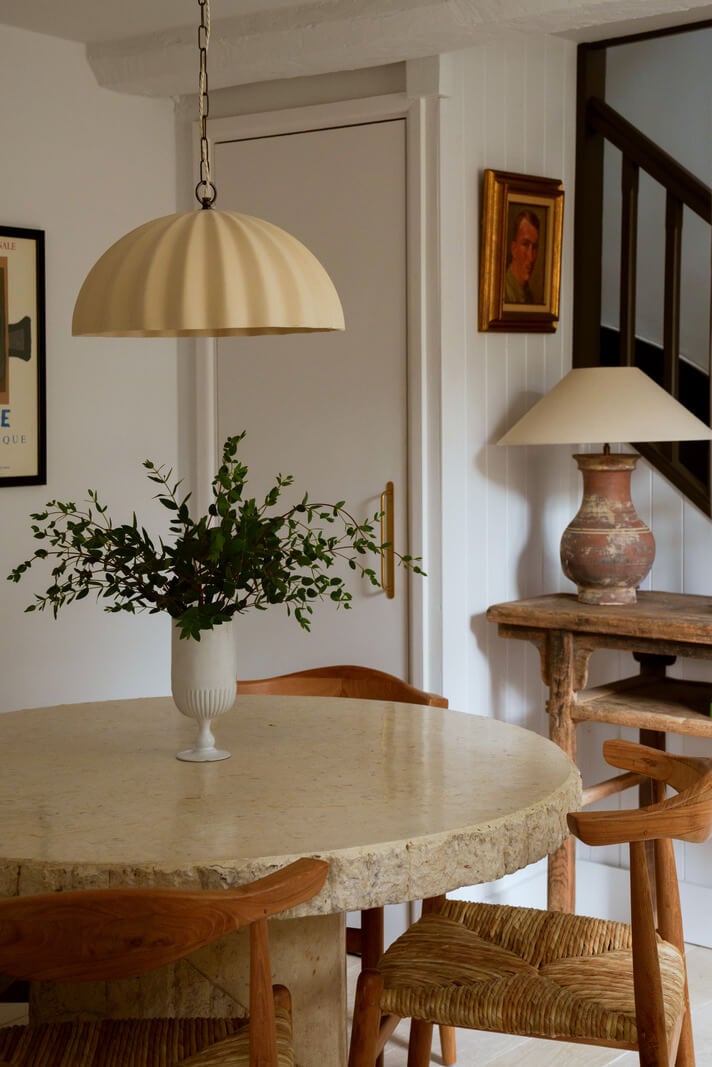 Contemporary Light Interiors in a 19th-Century English Cottage 11 round dining table