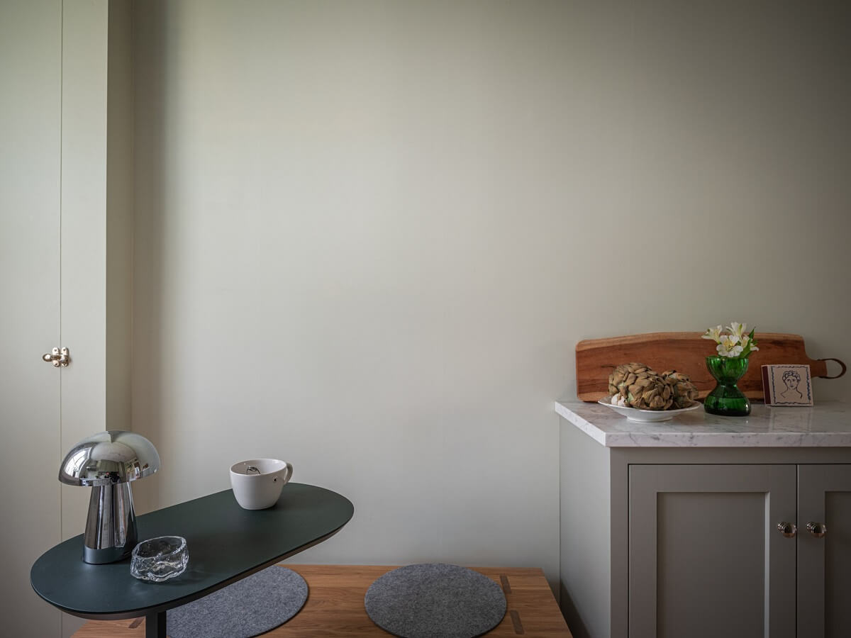 A 1930s Apartment with Gray Rooms and Period Features 10 tiny kitchen seating coffee corner