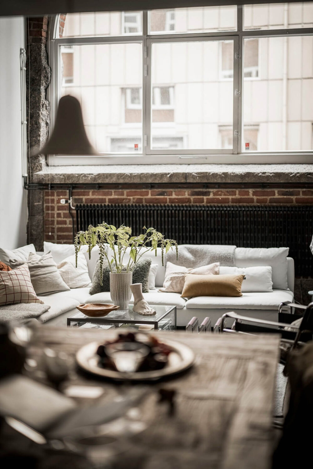 A Scandinavian Loft in an Old Industrial Building 6 view into living room