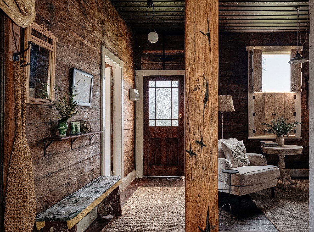 A Cozy Rustic Shipbuilder's Cottage in Northern Tasmania 4 wooden living room and hall