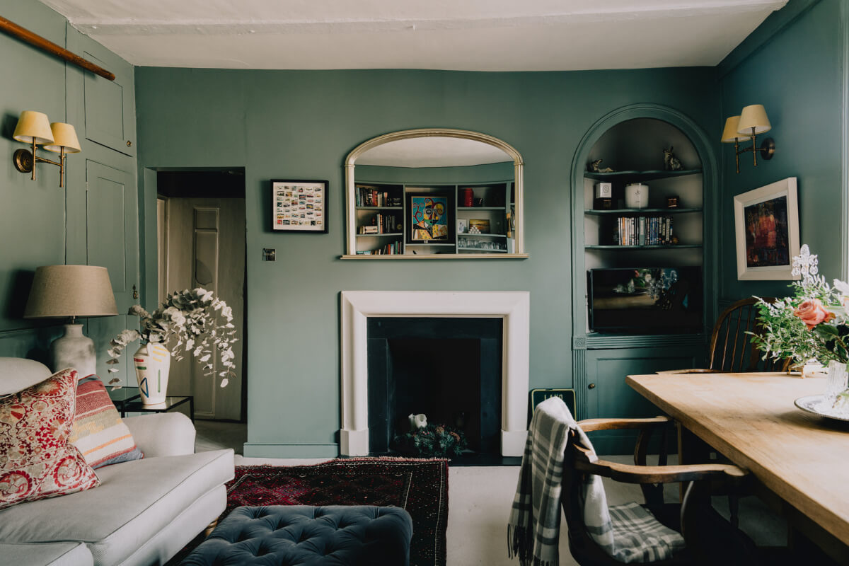 Countryside Charm in a London Apartment in a Former Ale House 6 fireplace in small green living room