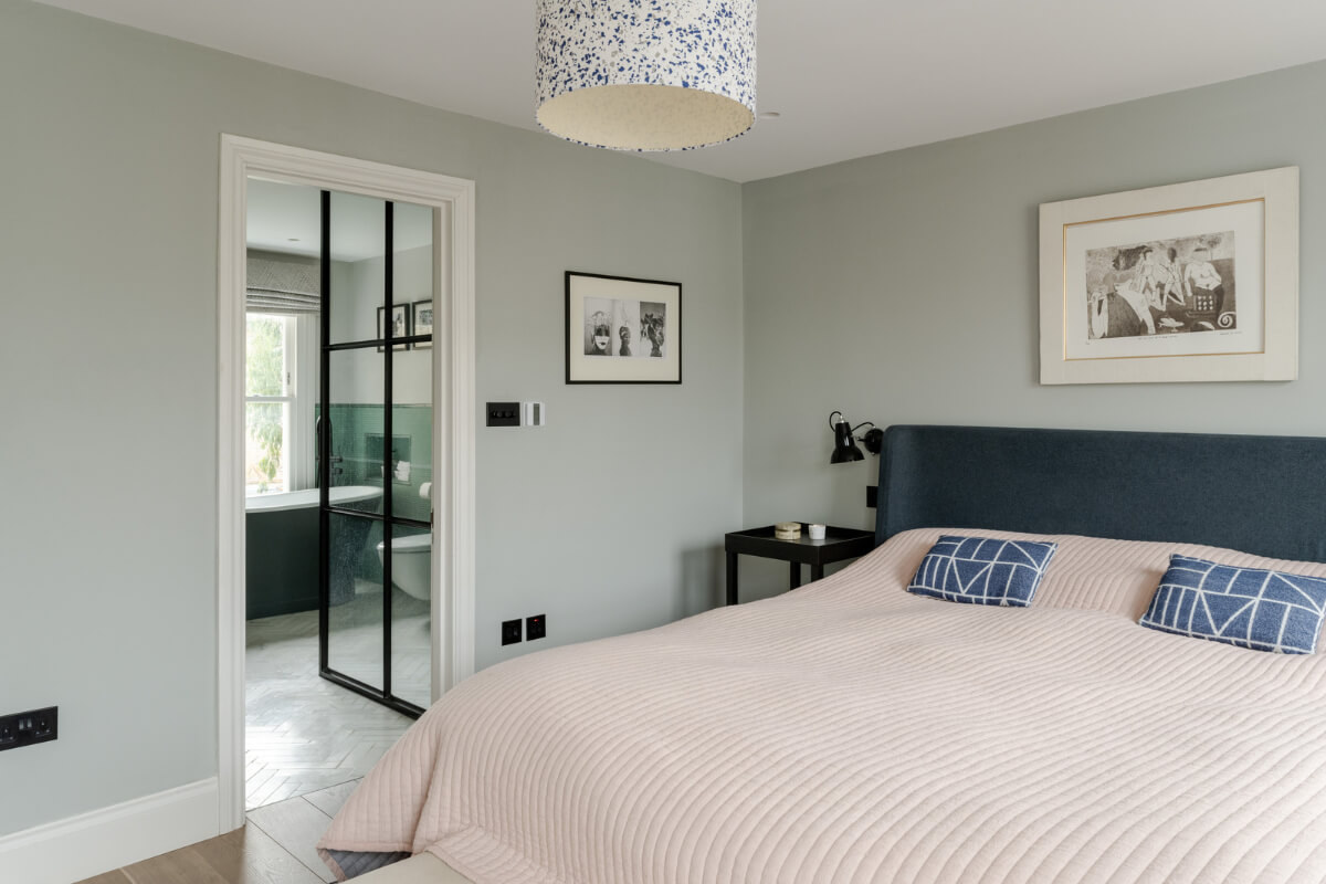 A Beautiful Extended Victorian Family Home in London 11 gray bedroom with en suite bathroom