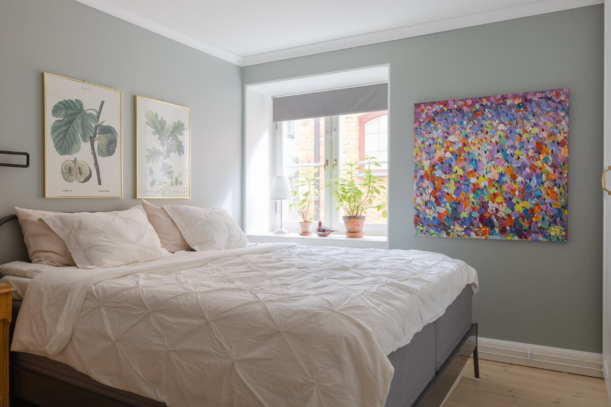 A Small and Bright Two-Bedroom Apartment in Stockholm 19 light gray scandi bedroom