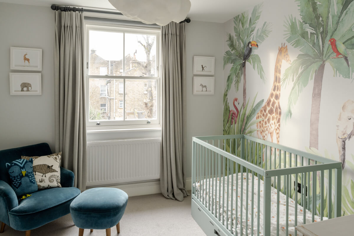 A Beautiful Extended Victorian Family Home in London 17 nursery with animal mural