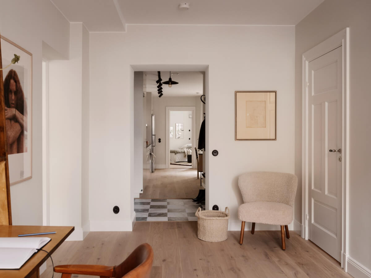 A Calm and Contemporary Apartment in a Former Office Space 7 open floor plan scandi apartment