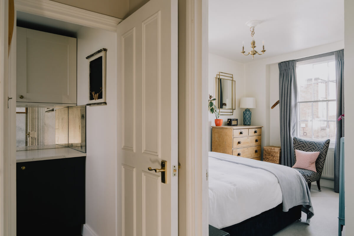 Countryside Charm in a London Apartment in a Former Ale House 14 view into bedroom