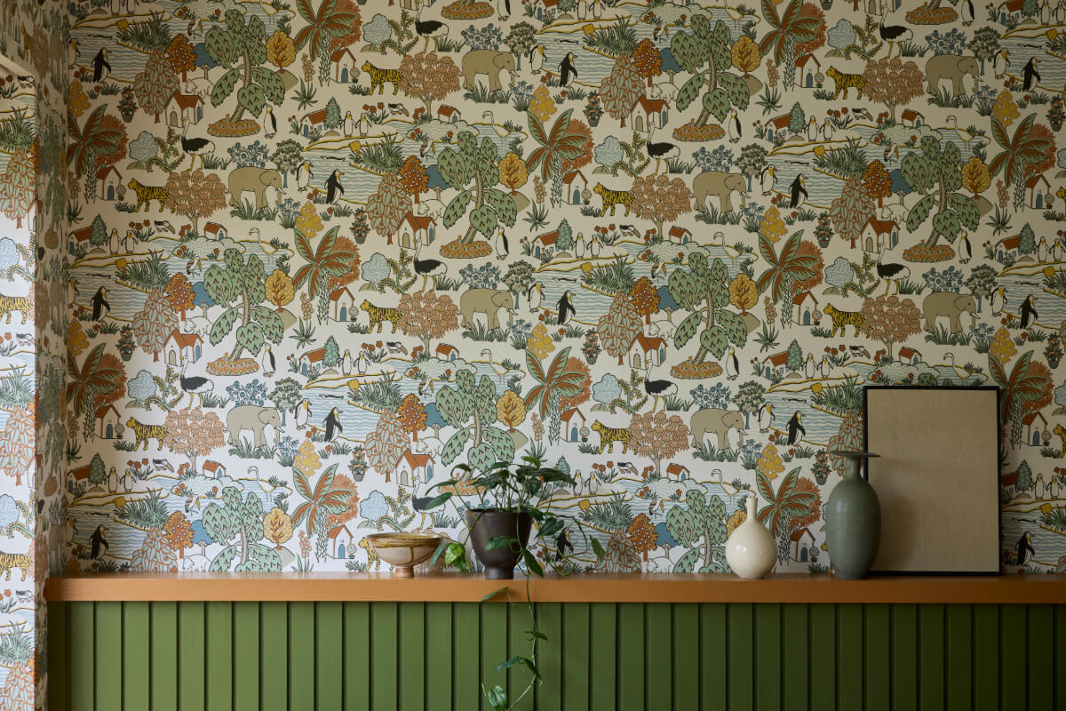 Little Greene 'Storybook Papers': A New National Trust Wallpaper Collection 24 Little Greene National Trust wallpaper Collection Animal Kingdom - Pea - Landscape