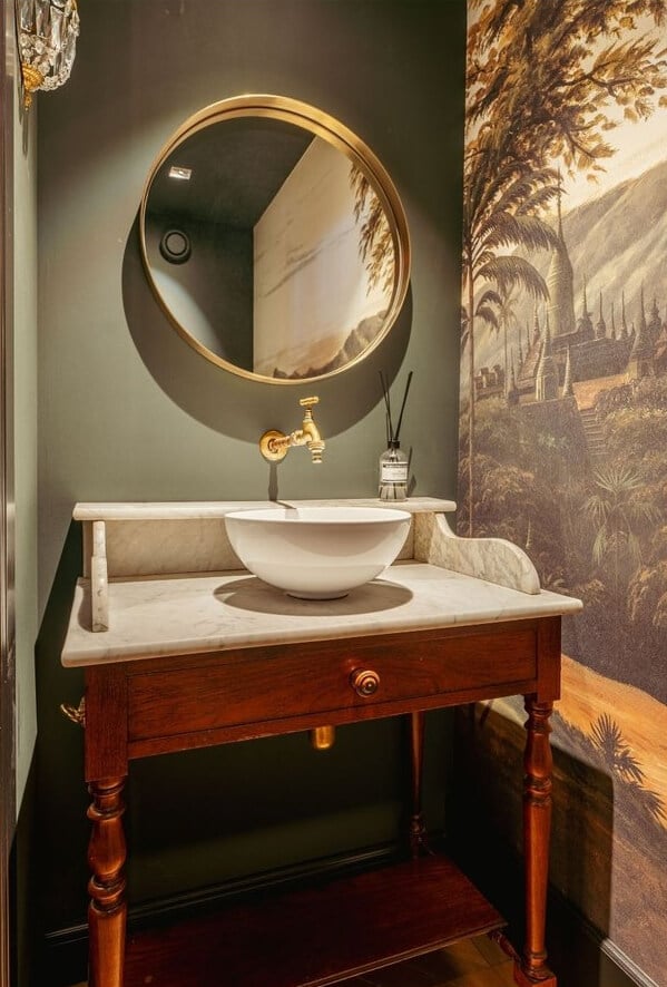 A Unique Ground Floor Duplex Apartment in Amsterdam 31 antique marble topped vanity powder room