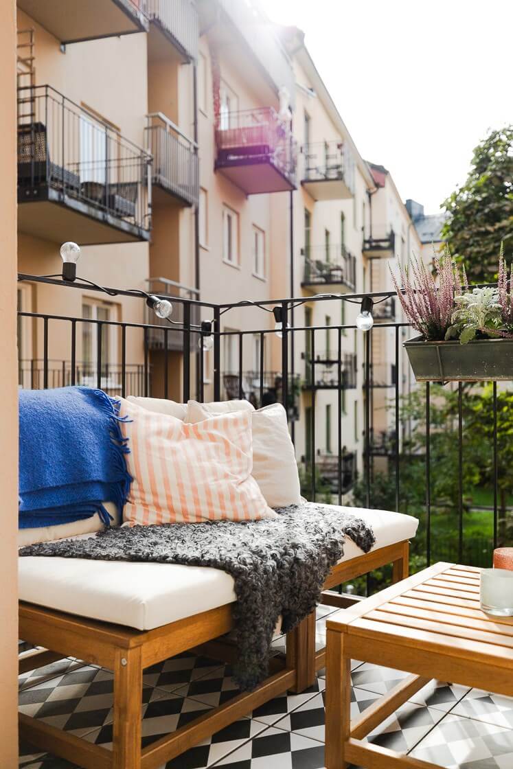 Modern Interiors in a Bright 1930s Apartment in Sweden 11 balcony seating