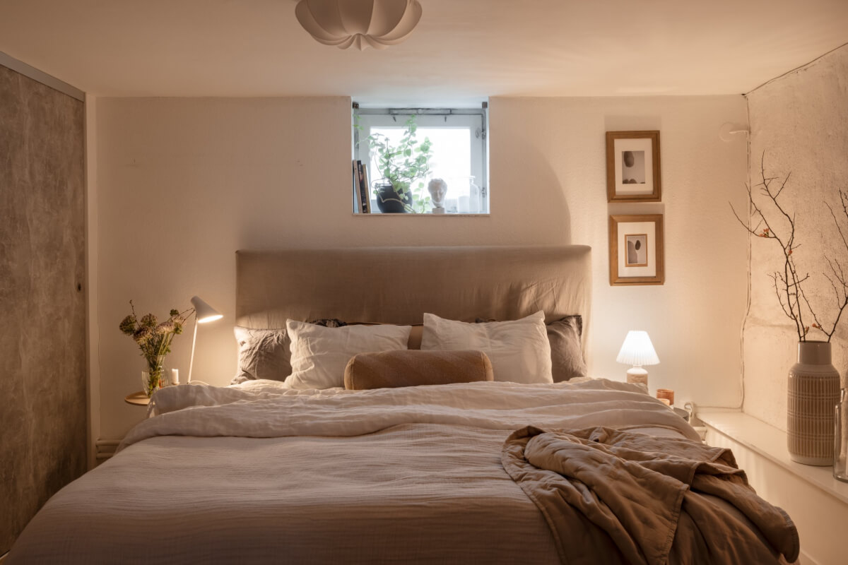 A Swedish Maisonette Apartment with Basement Bedrooms 19 basement bedroom tiny window