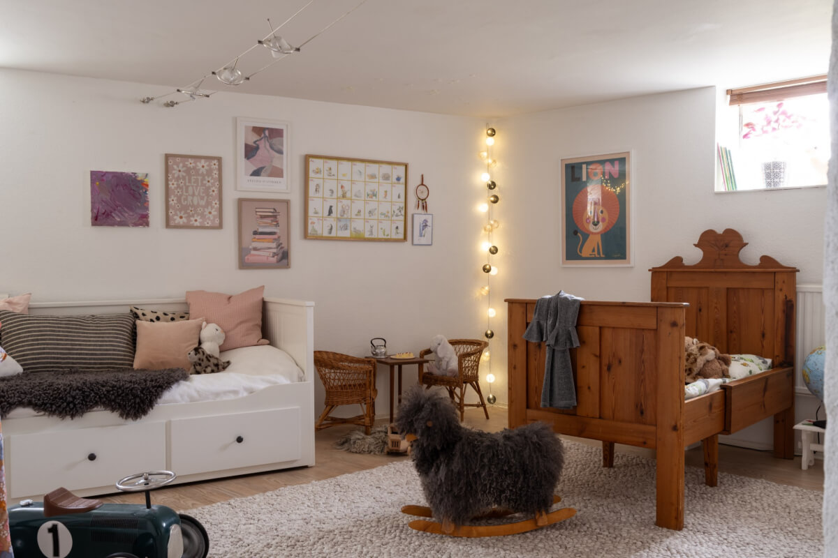 A Swedish Maisonette Apartment with Basement Bedrooms 22 basement shared childrens room