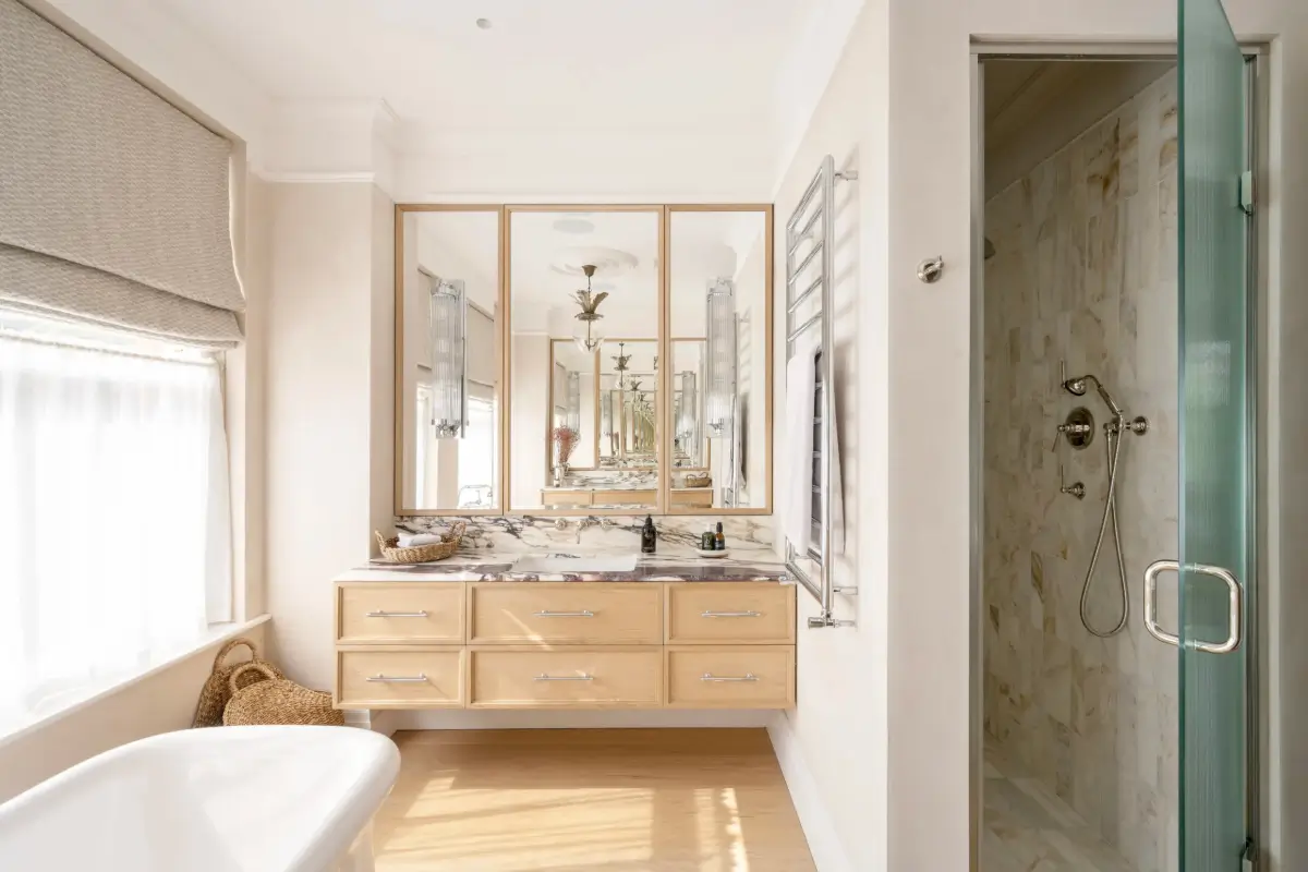 A Timeless Energy-Efficient Victorian Townhouse in Bedford Park 16 bathroom marble topped vanity shower