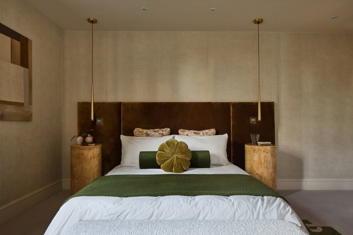 A Stunning Victorian House with Period Features and Surprising Spaces 19 bedroom custom velvet headboard