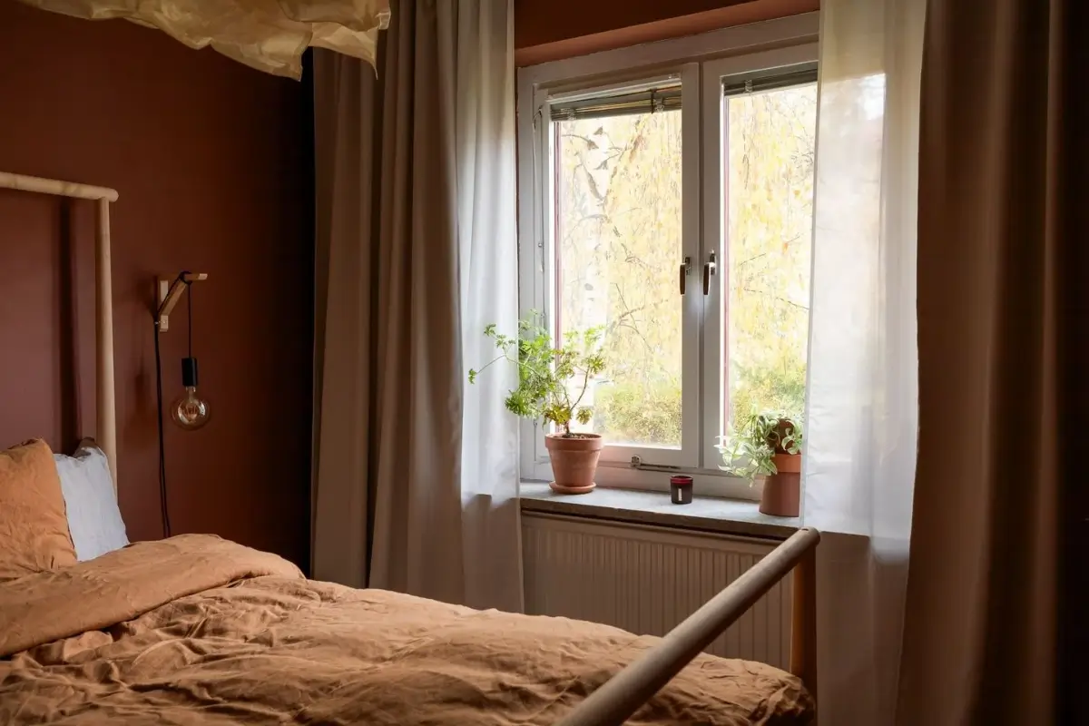 A Swedish Apartment with a Dutch Parquet Floor and Terracotta Bedroom 12 bedroom detail