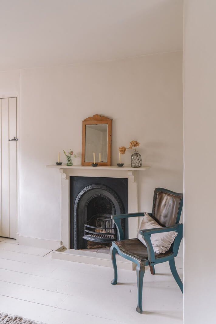 A Beautiful Renovated Country House in England 24 bedroom fireplace white floorboards