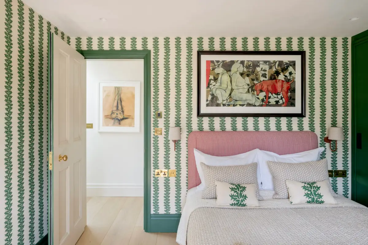 A Timeless Energy-Efficient Victorian Townhouse in Bedford Park 18 bedroom green wallpaper