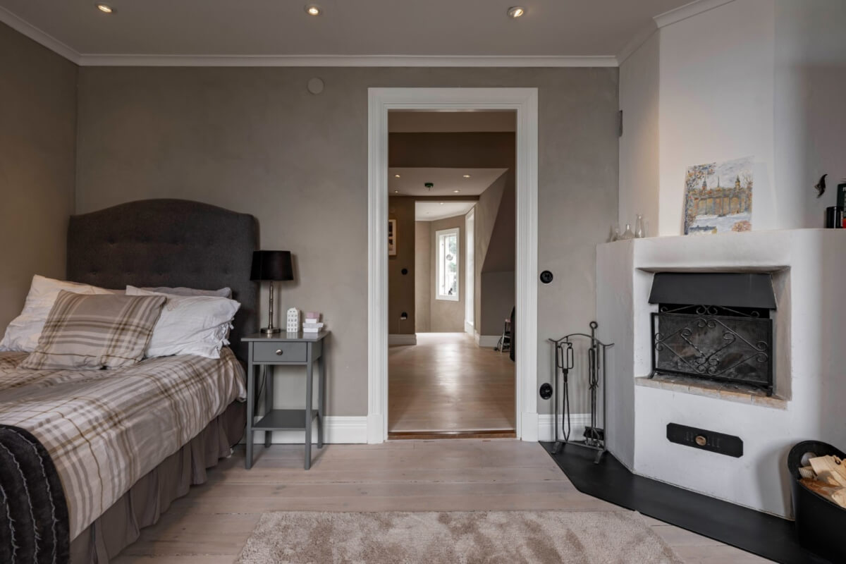 A Renovated 19th-Century Villa on Gotland 21 bedroom original fireplace