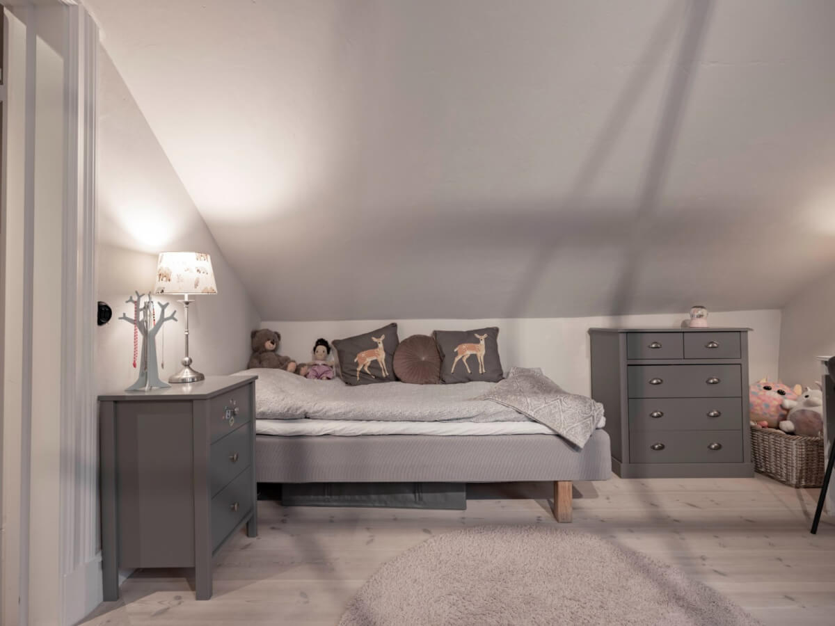 A Renovated 19th-Century Villa on Gotland 27 bedroom slanted ceilings