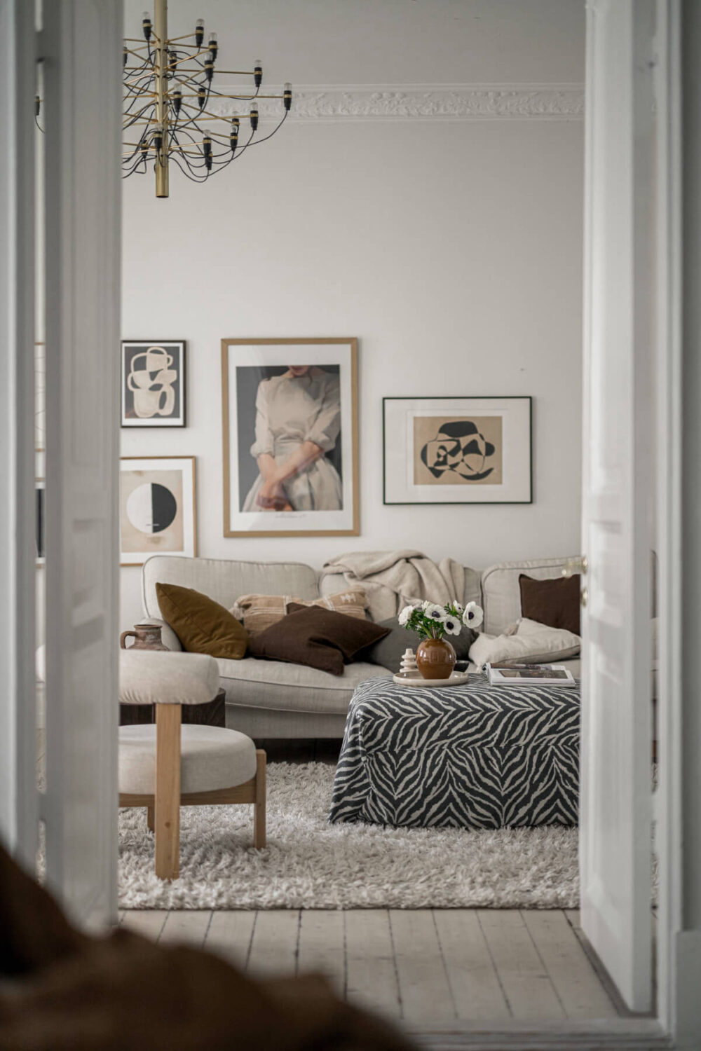 Period Features and Contemporary Solutions in Gothenburg 7 bedroom view into living room